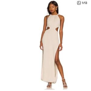 Indah Neomi Maxi Dress Womens S Tan Palomino Cutout Open Back Boho Beachy NWT